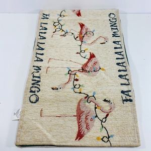 Peppermint & Pine Christmas Table Runner Flamingo
